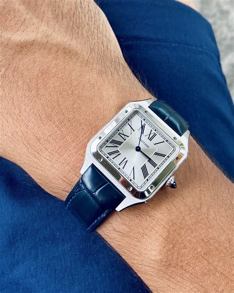 cartier santos dumont 43.5mm|cartier santos large on wrist.